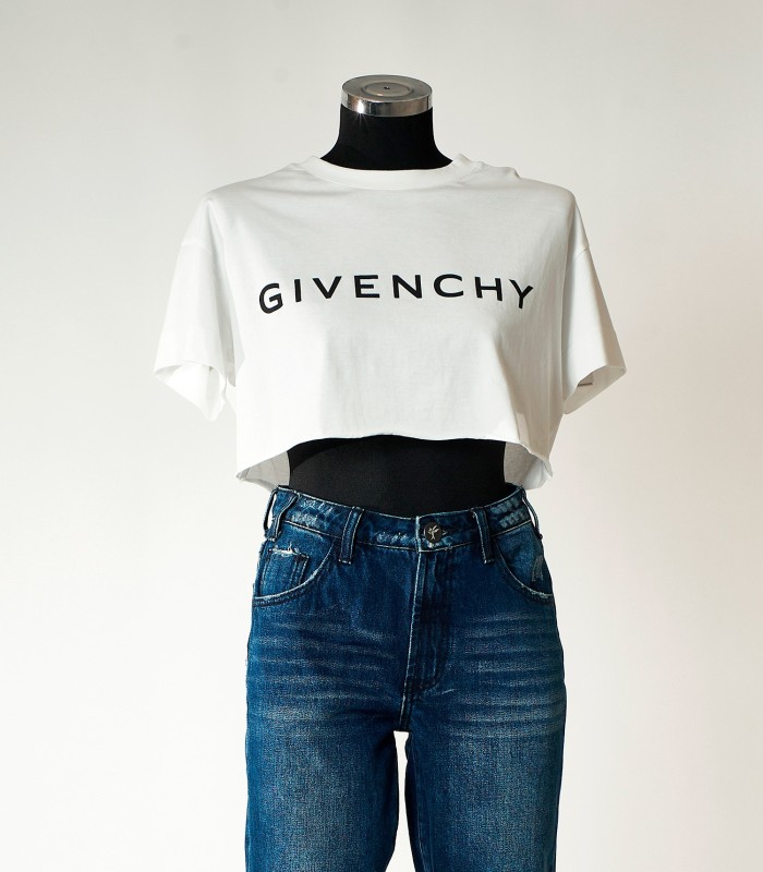Givenchy T-shirt Cropped Donna Bianca con Logo – Stile Iconico e Moderno