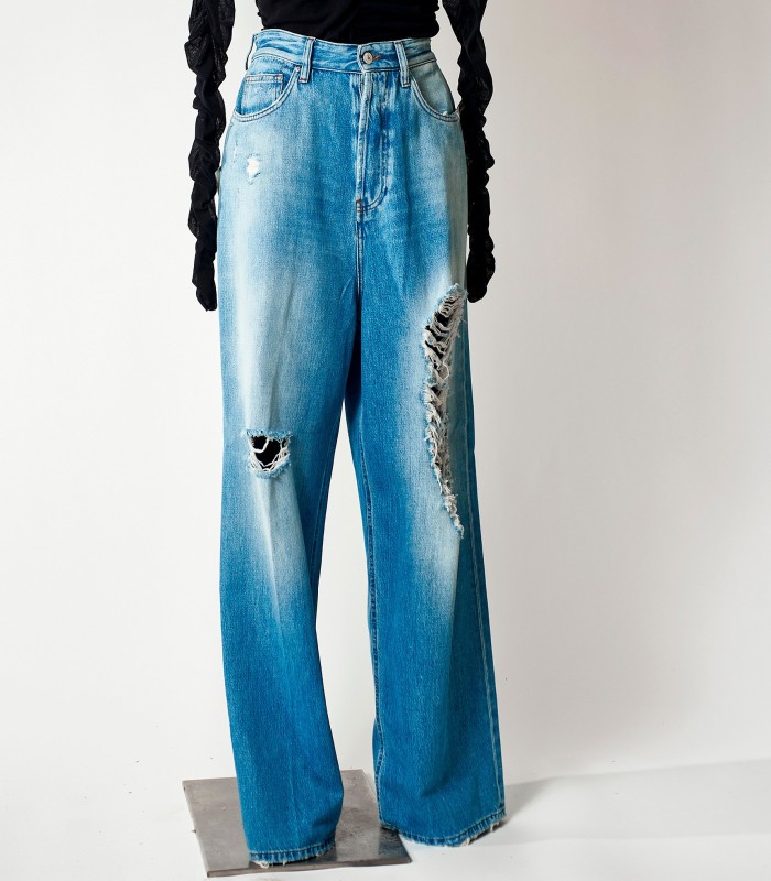 Jeans Don The Fuller Donna | Wide Leg Strappati a Vita Alta