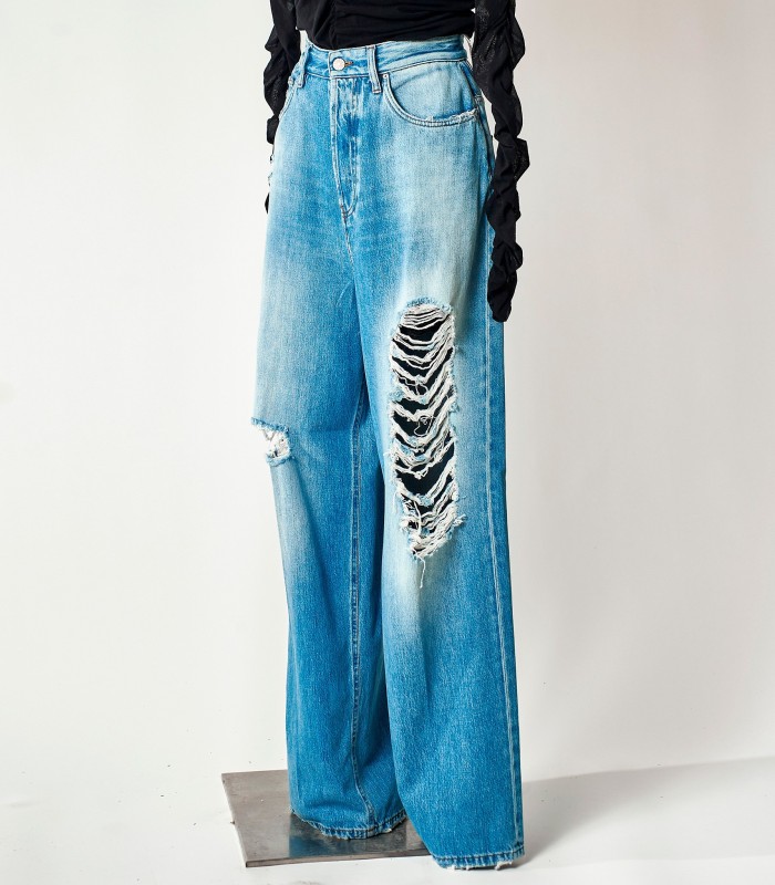 Jeans Don The Fuller Donna | Wide Leg Strappati a Vita Alta