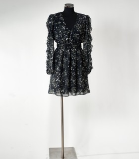 Vestito corto floreale Patrizia Pepe nero – Abito elegante donna con maniche lunghe