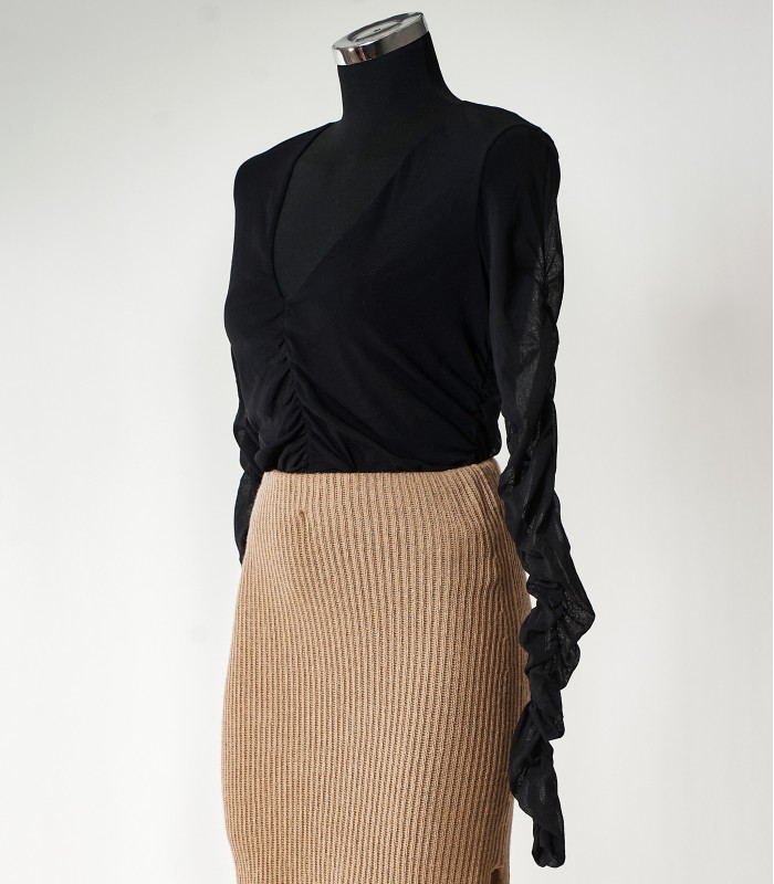 Maglia Pinko Menola Nera Donna – Elegante con Maniche Trasparenti