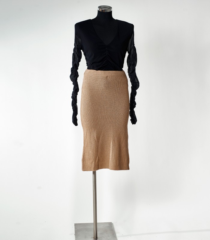 Gonna Pinko Cuba Libre Marrone – Eleganza in Maglia a Coste