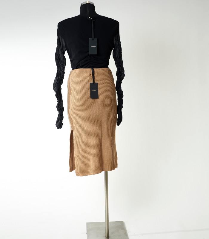 Gonna Pinko Cuba Libre Marrone – Eleganza in Maglia a Coste