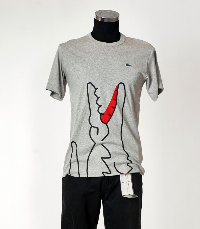 T-shirt Lacoste x Comme des Garçons grigia con maxi stampa coccodrillo