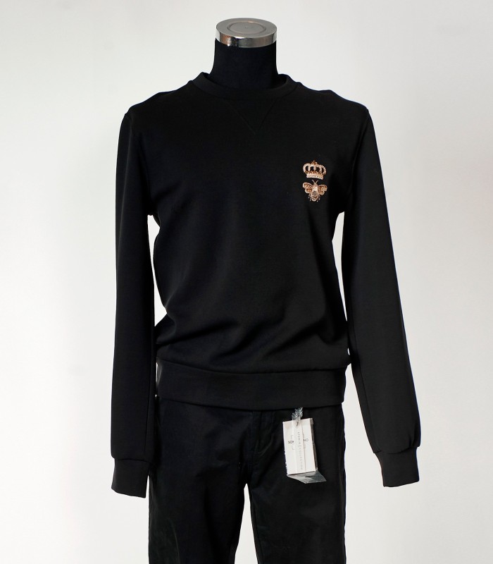 Felpa Uomo Dolce & Gabbana Nera con Ricamo Dorato