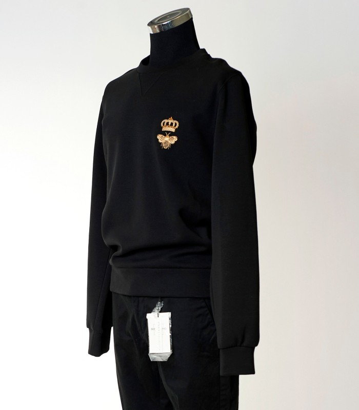 Felpa Uomo Dolce & Gabbana Nera con Ricamo Dorato