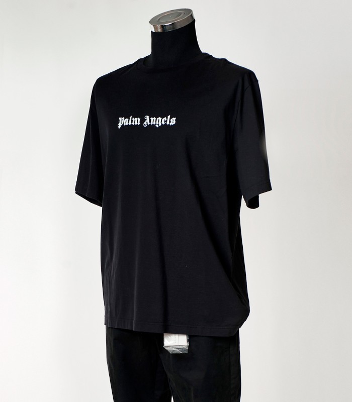 Palm Angels T-shirt Nera Uomo con Logo Frontale – Stile Streetwear di Lusso