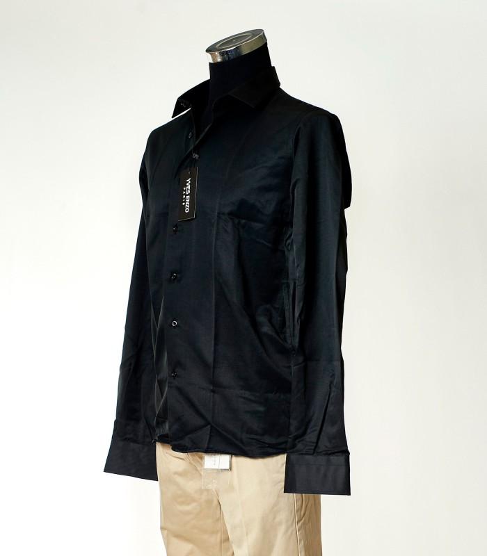 Camicia nera satinata uomo Yves Enzo Paris – Elegante e raffinata