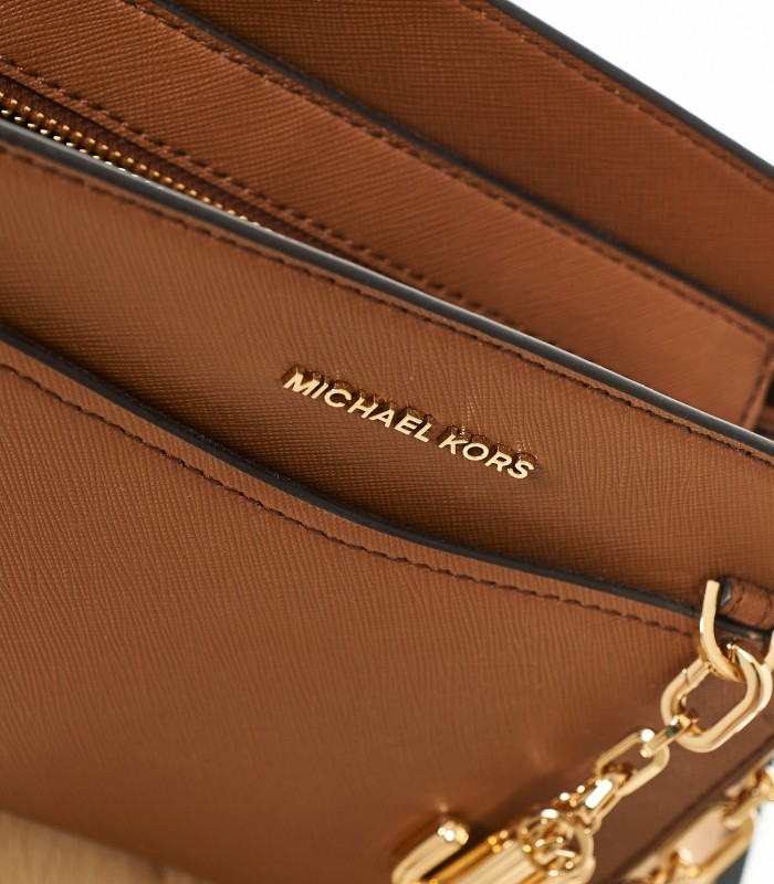 Michael Kors SELMA Borsa a Tracolla in Pelle Saffiano Nera e Marrone – Eleganza e Stile