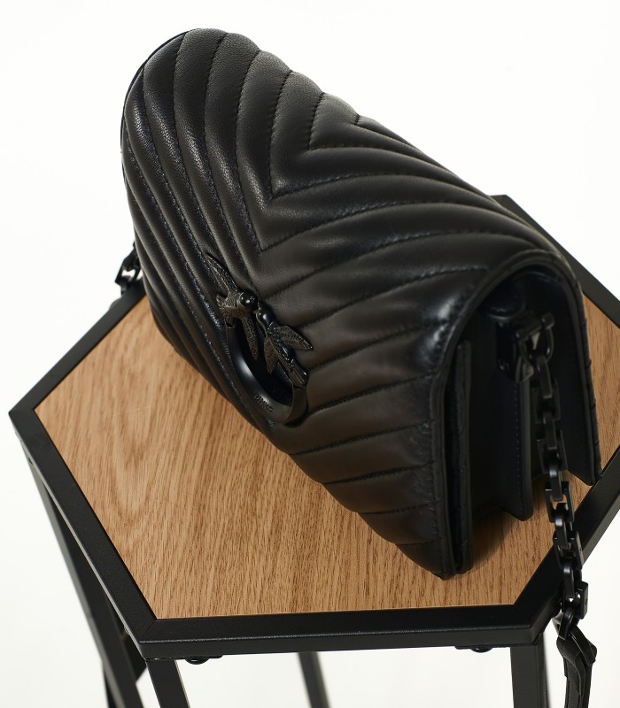Pinko Mini Love Click Chevron Nera – Borsa Iconica in Pelle Trapuntata