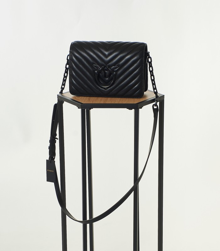 Pinko Mini Love Click Chevron Nera – Borsa Iconica in Pelle Trapuntata
