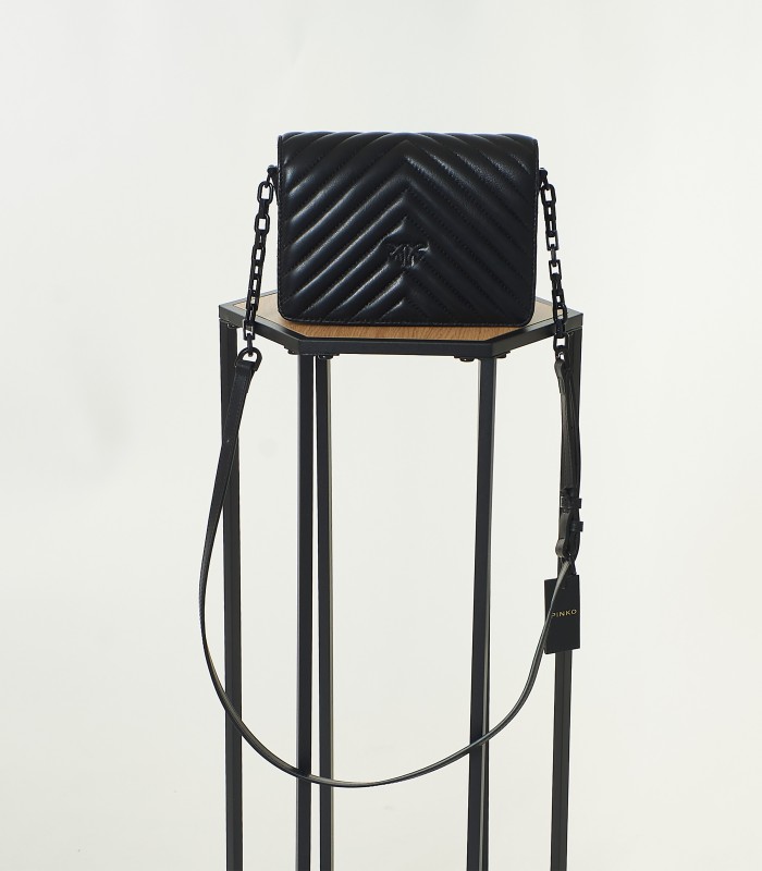 Pinko Mini Love Click Chevron Nera – Borsa Iconica in Pelle Trapuntata