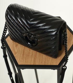 Pinko Mini Love Click Metal – Borsa a Tracolla Nera Trapuntata | Nuova Collezione