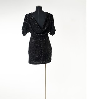 Abito corto paillettes donna schiena scoperta – elegante nero e marrone