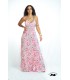 Abito Lungo Fiore – Eleganza Floreale Rosa con Fiocco sulla Schiena