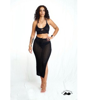 Copri Costume Ibiza Donna – Crochet Set Mare Nero, Bianco e Oro | Perfect Secret Shop