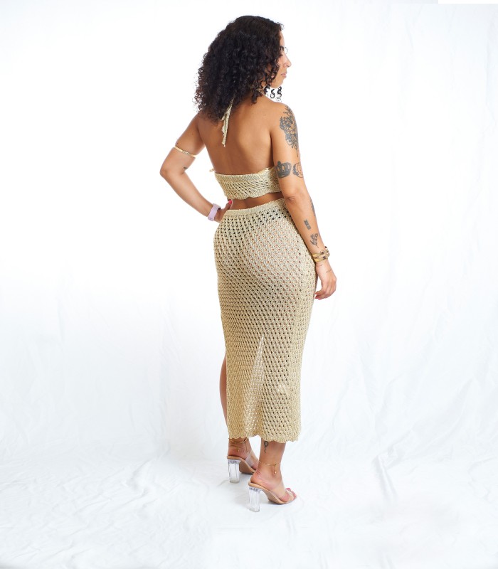 Copri Costume Ibiza Donna – Crochet Set Mare Nero, Bianco e Oro | Perfect Secret Shop