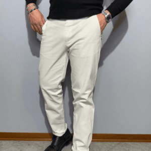 Pantaloni chino elasticizzati-Bianco